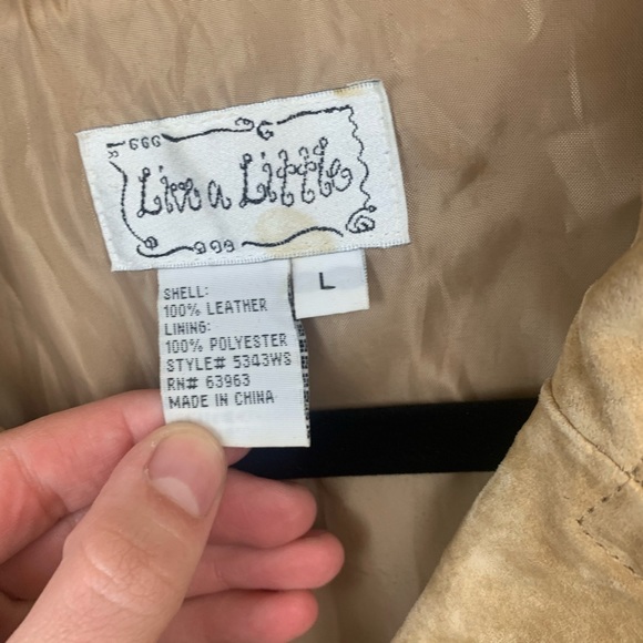 camel brown suede/leather double breasted coat - Picture 3 of 9